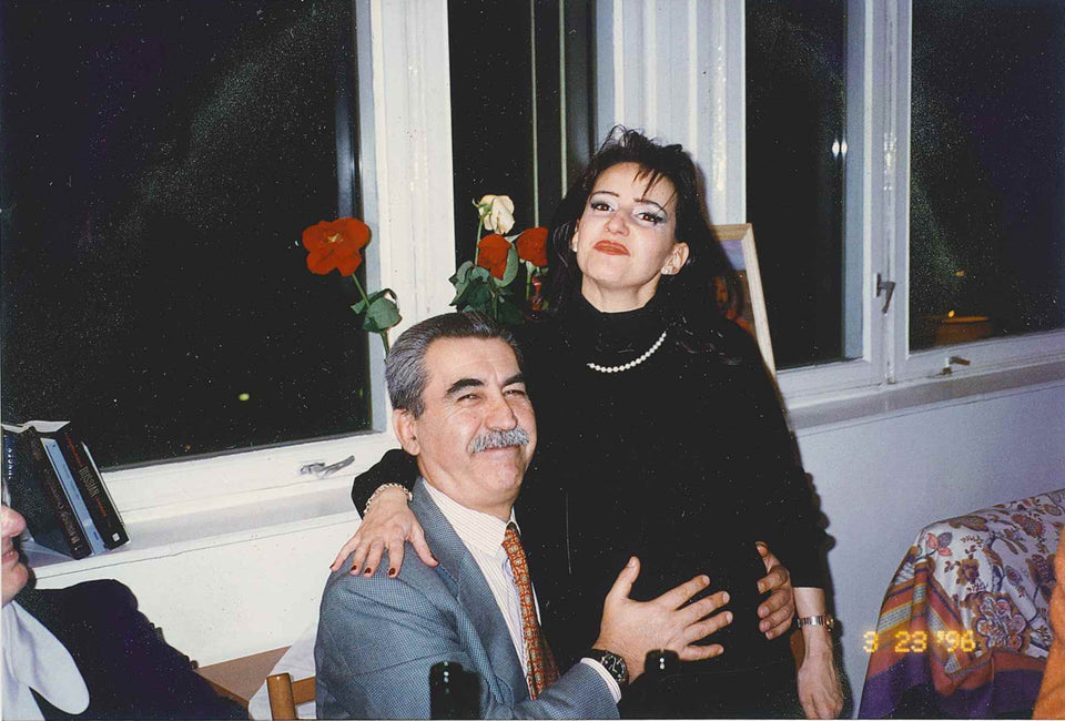 Giulietto con Fiammetta incinta - Mosca, 1995
